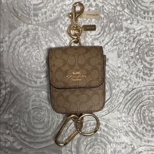 Coach Multi Attachments Case Bag Charm Leather With Gold-Tone Hardware (AirPods)